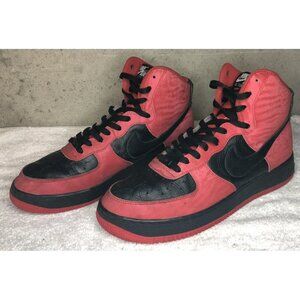 Nike By You Air Force 1 High Red Black Leather Shoes Sneakers DZ3610-900 Size 11